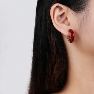 Bottega Veneta Metal Enamel Stud Earrings